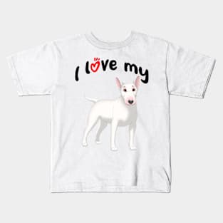 I Love My White Bull Terrier Dog Kids T-Shirt